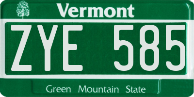 VT license plate ZYE585