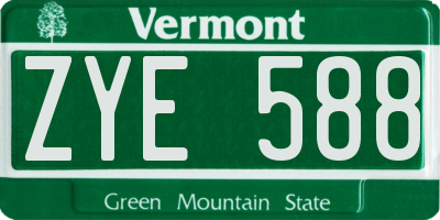 VT license plate ZYE588