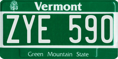 VT license plate ZYE590