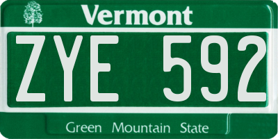 VT license plate ZYE592
