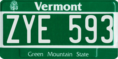 VT license plate ZYE593