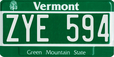 VT license plate ZYE594