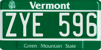 VT license plate ZYE596