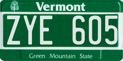 VT license plate ZYE605