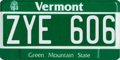 VT license plate ZYE606