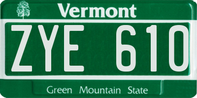 VT license plate ZYE610