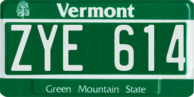 VT license plate ZYE614