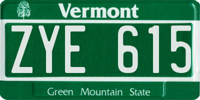 VT license plate ZYE615