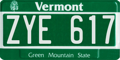 VT license plate ZYE617