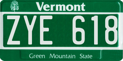 VT license plate ZYE618