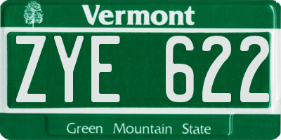 VT license plate ZYE622