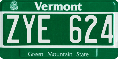 VT license plate ZYE624