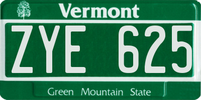 VT license plate ZYE625