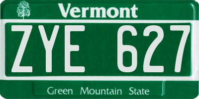VT license plate ZYE627