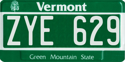 VT license plate ZYE629
