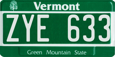 VT license plate ZYE633