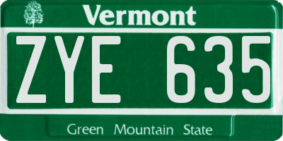 VT license plate ZYE635