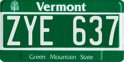 VT license plate ZYE637