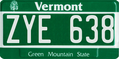 VT license plate ZYE638