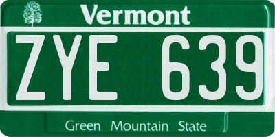 VT license plate ZYE639