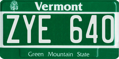 VT license plate ZYE640