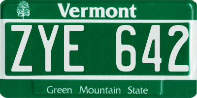 VT license plate ZYE642