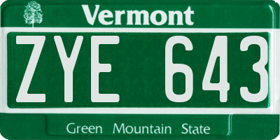 VT license plate ZYE643