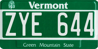 VT license plate ZYE644