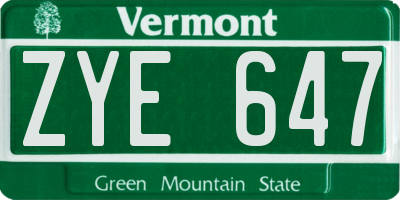 VT license plate ZYE647