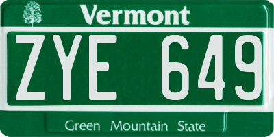 VT license plate ZYE649
