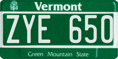 VT license plate ZYE650