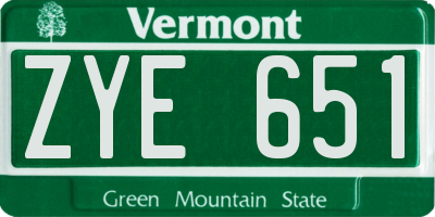 VT license plate ZYE651
