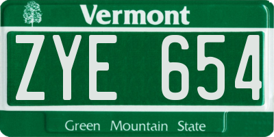 VT license plate ZYE654