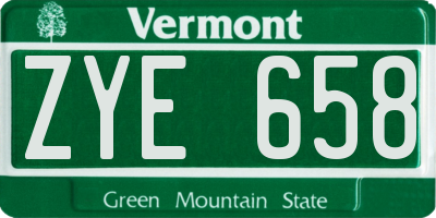 VT license plate ZYE658