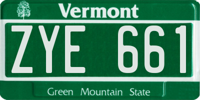 VT license plate ZYE661