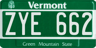 VT license plate ZYE662