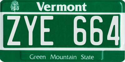 VT license plate ZYE664