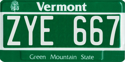 VT license plate ZYE667