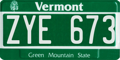 VT license plate ZYE673
