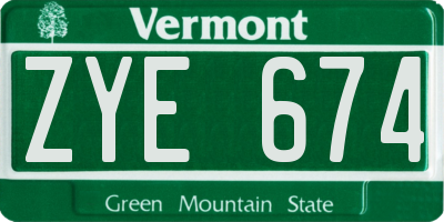 VT license plate ZYE674