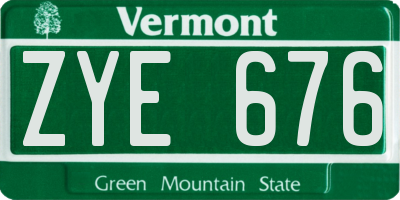 VT license plate ZYE676