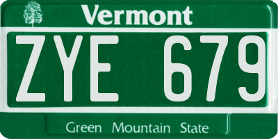 VT license plate ZYE679