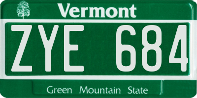 VT license plate ZYE684