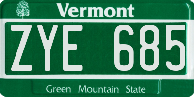 VT license plate ZYE685