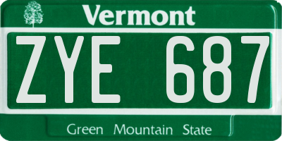VT license plate ZYE687