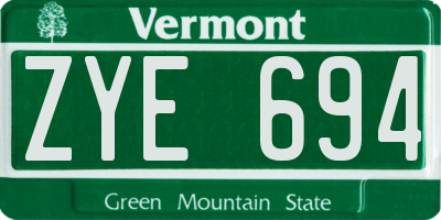 VT license plate ZYE694