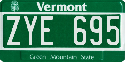 VT license plate ZYE695