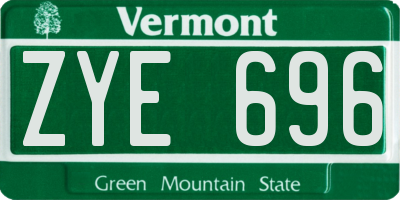 VT license plate ZYE696