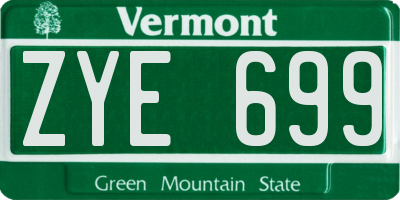 VT license plate ZYE699