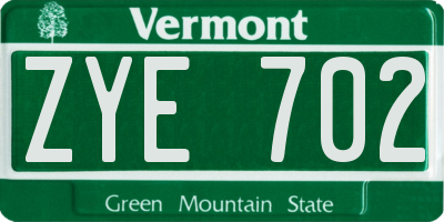 VT license plate ZYE702